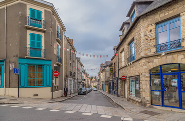Fototapeta na wymiar Vitre, France. Street in the historical part of the city