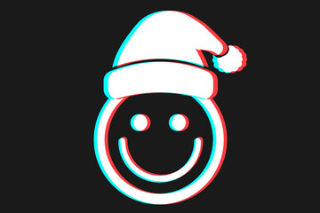 Smile or Emoji icon illustration in blue and red colors for Merry Christmas