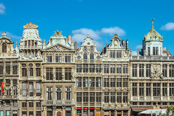 Fototapeta na wymiar Ornate buildings of Grand Place, Brussels, Belgium.