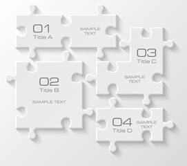 Four sided 3d puzzle presentation infographic template with explanatory text field for business statistics