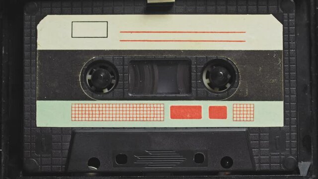 Audio Tape. Vintage Tape Recorder Plays Audio