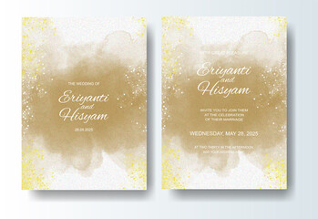 Beautiful wedding card watercolor with splash 