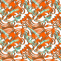 Seamless hand drawn abstract backdrop with decorative pattern