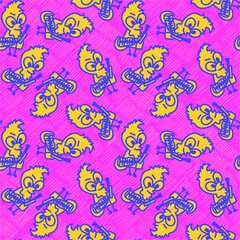 Seamless easter abstract pattern with hand drawn vector chiks