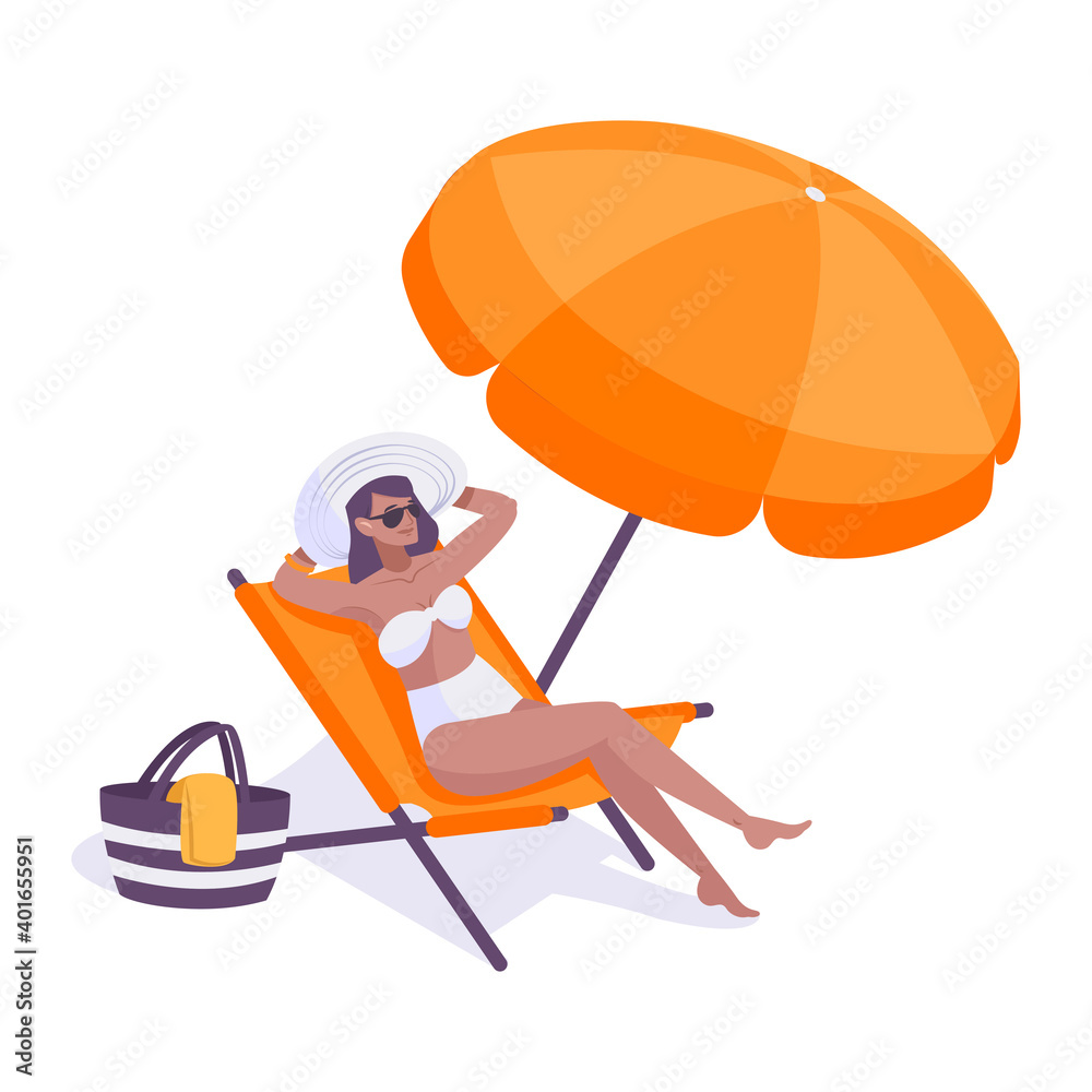 Poster beach flat illustration