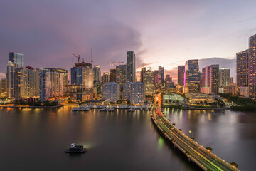 Miami, Florida, USA skyline on Biscayne Bay