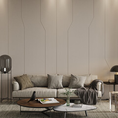 modern living room interior with sofa and lamp, 3d render