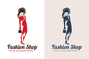 elegant fashion and beauty woman silhouette logo design