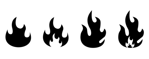 Fire icon vector set on white background.