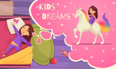 Kids Dreams Unicorn Composition