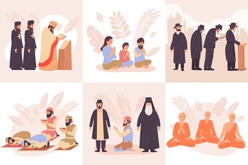Obraz premium World Religions Composition Flat Icon Set
