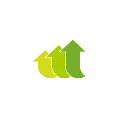 green bar chart up arrows business finance symbol logo vector