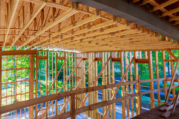 New home construction framing of a house under construction
