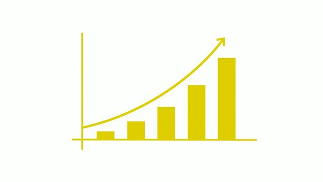 Amazing yellow color business graph animated on white background