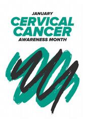Cervical Cancer Awareness Month. Celebrate annual in January. Woman healthcare. Girl solidarity. Cancer prevention. Female disease. Medical healthcare concept. Poster, banner and background. Vector