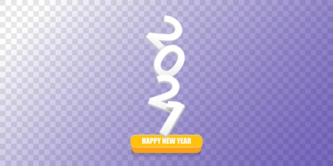 2021 Happy new year horizontal banner background or greeting card with text. vector 2021 new year numbers isolated on transparent horizontal background