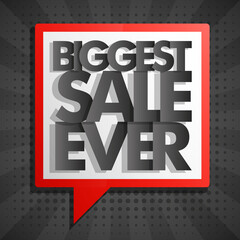 Biggest Sale Ever balloons in pop-art style. Illustration background