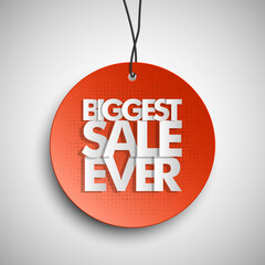 Biggest sale ever circle banner tag. Abstract round background. Advertising poster. illustration