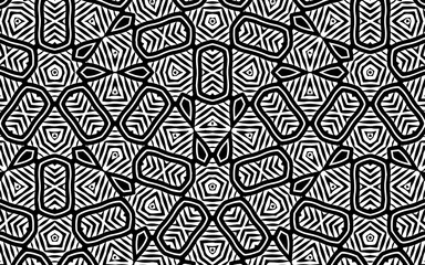 Abstract black white template. Original geometric background in African, Indian, Mexican style.
