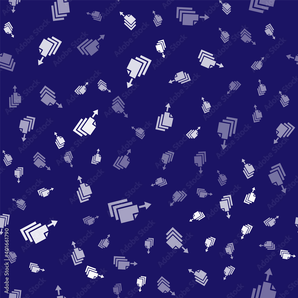 Poster white data export icon isolated seamless pattern on blue background. vector.