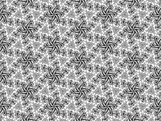 Floral ornament pattern. Black and white round texture. Not seamless design.