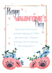 Happy Valentine's day frame watercolor invitation card	
