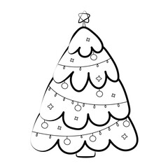 Christmas contour tree on a white background
