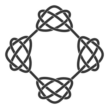 monochrome icon with Celtic knot art and ethnic ornaments