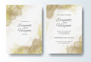 Beautiful wedding card watercolor with splash 