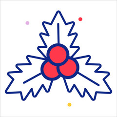 berries icon, modern style Christmas and New Year line icon, Isolated winter holiday symbols