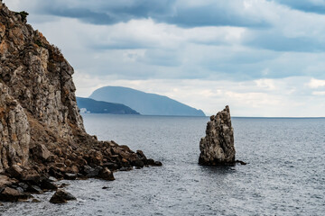 Skala Parus, Yalta. View of Bolshaya Yalta from the castle Swallow's nest, Crimea