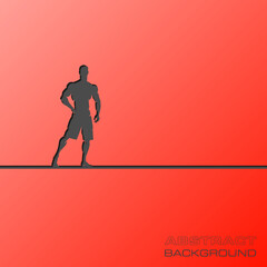 Abstract flat design concept with Muscular Man Silhouette Lifting Weightsillustration on background. Vector collection. Fitness icon