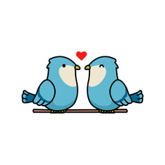 Cute couple bird in valentine day's theme