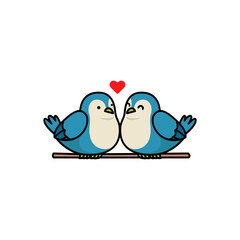 Cute couple bird in valentine day's theme