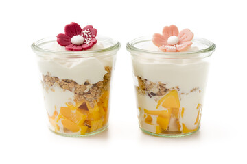 Griechischer Joghurt mit Granola und Mango