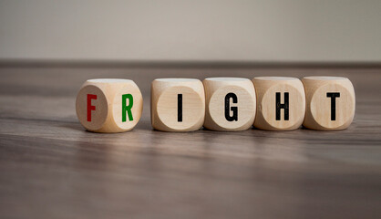 Cubes, dice or blocks with fight and right, fight for your rights
