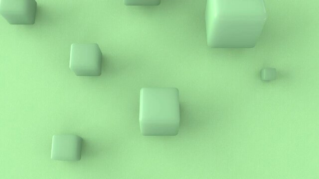 3d Looped motion design of abstract monochrome pastel background. CGI Geometric figures of cubic shape slowly lifting.