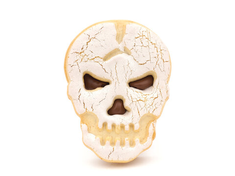 Halloween Skull Cookie Isolated On White Background