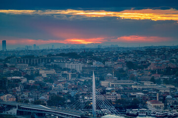 Twillight view of roofs of istanbul overlooking the Golden horn