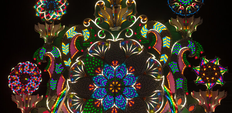 Art made with lights during 'Las Parrandas de Remedios' in Villa Clara, Cuba