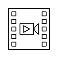 Clip, film conversion line icon. outline vector