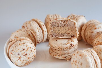 French macaron with hazelnut praline