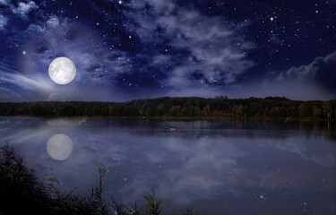 Full moon over the river