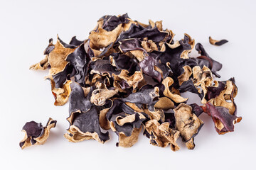 delicious asian black fungus mushroom on a white acrylic background