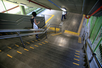 salvador, bahia, brazil - december 14, 2020: people are seen descending pedestrian stairs at Lapa...