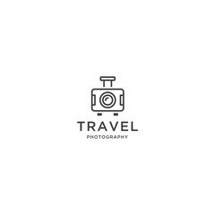 Camera suitcase travel photography logo icon design template vector