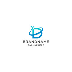 Letter D Technology logo icon design template vector