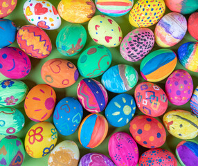 Fototapeta na wymiar painted eggs as easter background