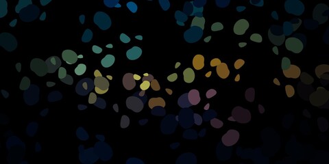 Dark blue, yellow vector background with random forms.