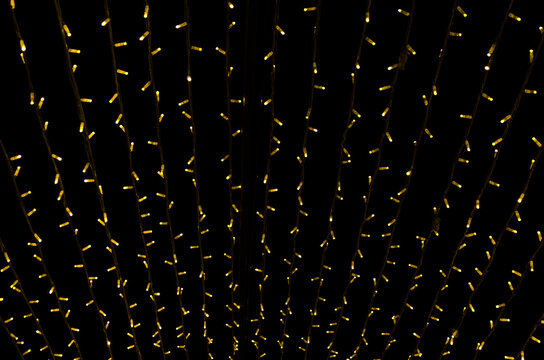 Christmas Decor Yellow Led Lights Close Up